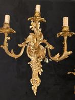 Wandkandelaar (2) - Verguld brons - Gouden bronzen appliques, Antiek en Kunst