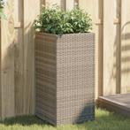 vidaXL Plantenbakken 2 st 40x40x80 cm poly rattan grijs, Tuin en Terras, Bloempotten, Verzenden, Nieuw