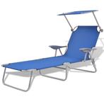 vidaXL Ligbed met luifel staal blauw, Verzenden, Nieuw