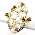 Ring - 14 karaat Geel goud - 3.93ct. tw. Gemengde edelstenen, Sieraden, Tassen en Uiterlijk, Ringen, Nieuw