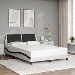 vidaXL Bedframe zonder matras Zadar kunstleer zwart en wit, Overige materialen, Verzenden, Zwart, Nieuw