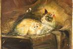 Elfriede Anacker-Nass (XIX-XX) - Katze mit Kitten im Heu