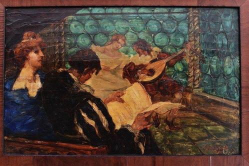 Giuseppe Rivaroli (1885-1943) - Scena dinterno, Antiek en Kunst, Kunst | Schilderijen | Klassiek