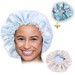 Lichtblauwe Satijnen Slaapmuts / Haar bonnet van Satijn / Sa, Ophalen of Verzenden, Nieuw