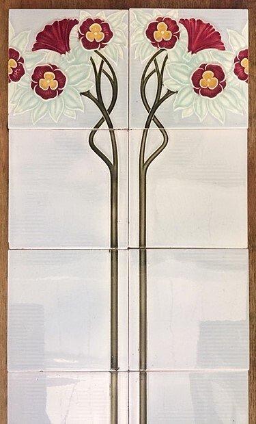 Tegel (14) - Bloemen - NSTG Grohn Bremen - 1900-1910 -, Antiek en Kunst, Antiek | Meubels | Stoelen en Banken