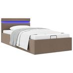 vidaXL Bedframe met hydraulische opslag en LED stof taupe, Huis en Inrichting, Slaapkamer | Bedden, 90 cm, Eenpersoons, Verzenden
