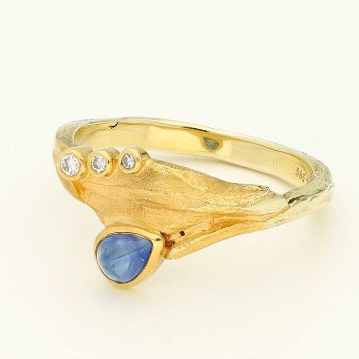 Ring - 14 karaat Geel goud Saffier - Diamant, Sieraden, Tassen en Uiterlijk, Ringen