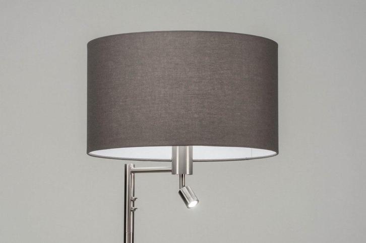 Rietveld Vloerlampen - Grijs, Staalgrijs - Staal, Stof, Meta, Huis en Inrichting, Lampen | Vloerlampen, Verzenden