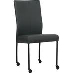 Leren eetkamerstoel Comfort met wieltjes - Hermes Ocean, Huis en Inrichting, Stoelen, Blauw, Nieuw, Leer, Ophalen of Verzenden