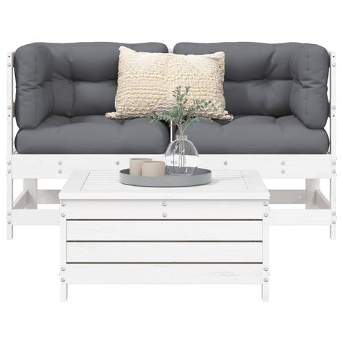 vidaXL 3-delige Loungeset massief grenenhout wit, Tuin en Terras, Tuinsets en Loungesets, Loungeset, Nieuw, Verzenden