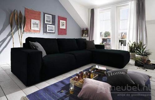 Loungebank Marle - hoekbanken - Zwart, Huis en Inrichting, Banken | Sofa's en Chaises Longues, Nieuw, Stof