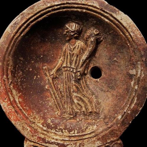 Oud-Romeins - sigillata olielamp - Godin Fortuna met een, Antiek en Kunst, Antiek | Overige Antiek