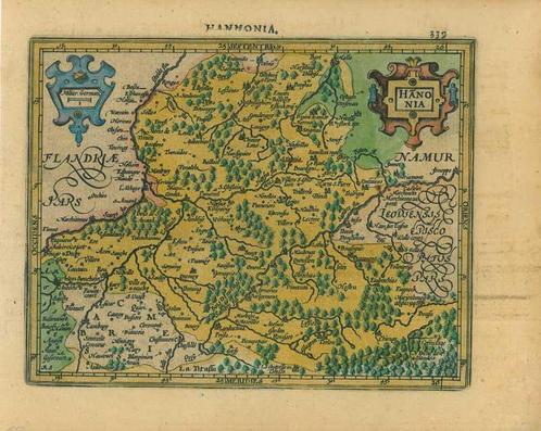 Kaart van Hainaut, Antiek en Kunst, Kunst | Etsen en Gravures