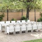 vidaXL Tuin Eetset 13 pcs Wit Polt riet, Verzenden, Nieuw, Rotan