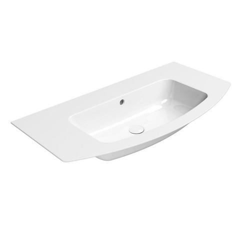 Gebogen Keramiek Wastafel Zonder Kraan Gat Sapho Pura 102x52, Doe-het-zelf en Verbouw, Sanitair, Overige typen, Nieuw, Ophalen of Verzenden