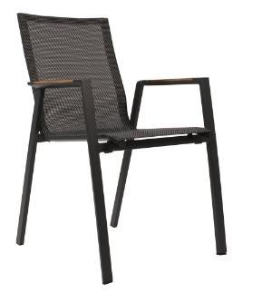 Stapelbare Tuinstoel Tarragona Negro Aluminium Lesli Living, Tuin en Terras, Tuinstoelen, Nieuw, Verzenden