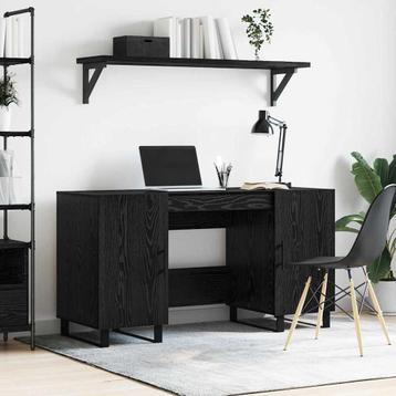 vidaXL Bureau met plank Zwart eiken 140 x 50 x 75 cm Bewerkt beschikbaar voor biedingen