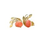 Gouden oorstekers met angelskin koraal 14 karaat, Verzenden, Zo goed als nieuw, Met edelsteen, Rood