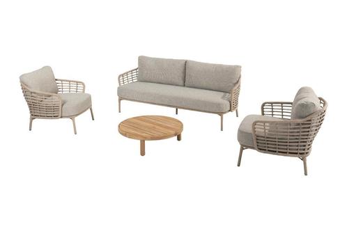 4 Seasons Como/Finn stoel-bank loungeset - 4-delig | KORTING, Tuin en Terras, Tuinsets en Loungesets, Loungeset, Nieuw, Hout, Verzenden