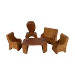 Haist - Grimms - Houten poppenhuis salontafel, 2 stoelen,, Nieuw