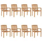 vidaXL Tuinstoelen stapelbaar 8 st massief teakhout, Verzenden, Nieuw, Hout
