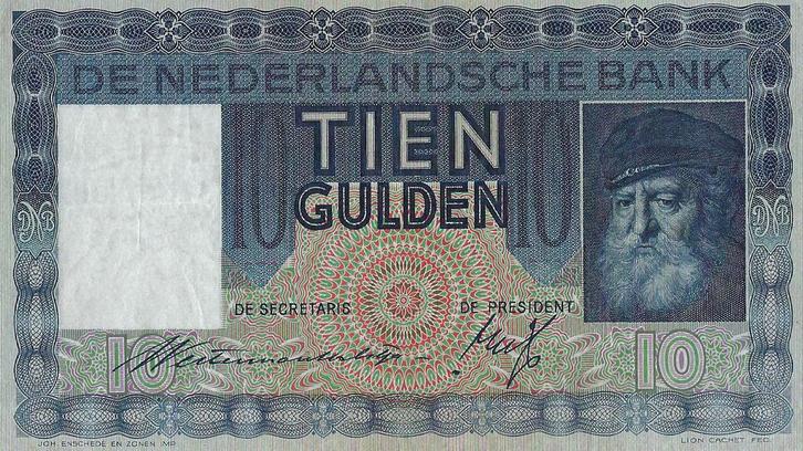 Bankbiljet 10 gulden 1933 Grijsaard Prachtig, Postzegels en Munten, Bankbiljetten | Nederland, Verzenden