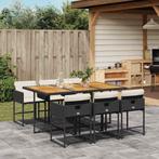 vidaXL 7-delige Tuinset met kussens poly rattan zwart, Tuin en Terras, 6 zitplaatsen, Nieuw, Tuinset, Verzenden