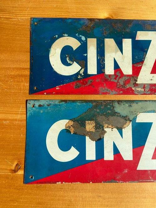 Cinzano / H.Philippault Montreuil - Plaque (2) - Metaal, Antiek en Kunst, Antiek | Wandborden en Tegels