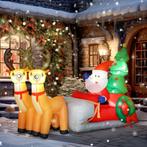 Opblaasbare Kerstdecoratie, Kerstman In Rendierslee, Polyest, Diversen, Kerst, Verzenden, Nieuw