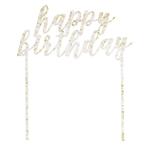 Gouden Happy Birthday Taarttopper, Verzenden, Nieuw