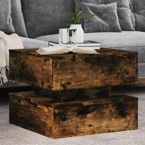 vidaXL Salontafel met metalen poten 50x50x40 cm gerookt, Huis en Inrichting, Tafels | Salontafels, 50 tot 100 cm, Nieuw, Overige houtsoorten