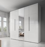 Kledingkast - Wit - 224 cm - met spiegel en klapdeuren, Nieuw, Modern, 50 tot 75 cm, 200 cm of meer