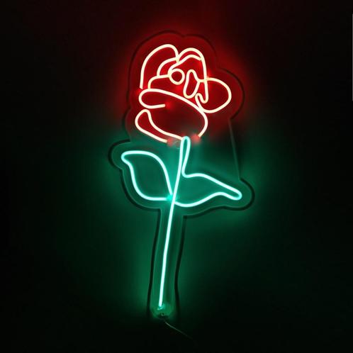 Roos Neon Bord Trouwerij Liefde Bloem Lamp LED 55cm, Verzamelen, Overige Verzamelen, Verzenden