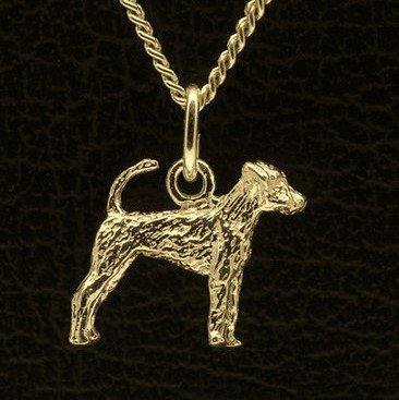 Gouden Duitse Jachtterrier met staart ketting hanger - klein, Sieraden, Tassen en Uiterlijk, Kettinghangers, Verzenden