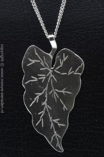 Zilveren Wingerd blad ketting hanger - groot, Sieraden, Tassen en Uiterlijk, Kettinghangers, Verzenden