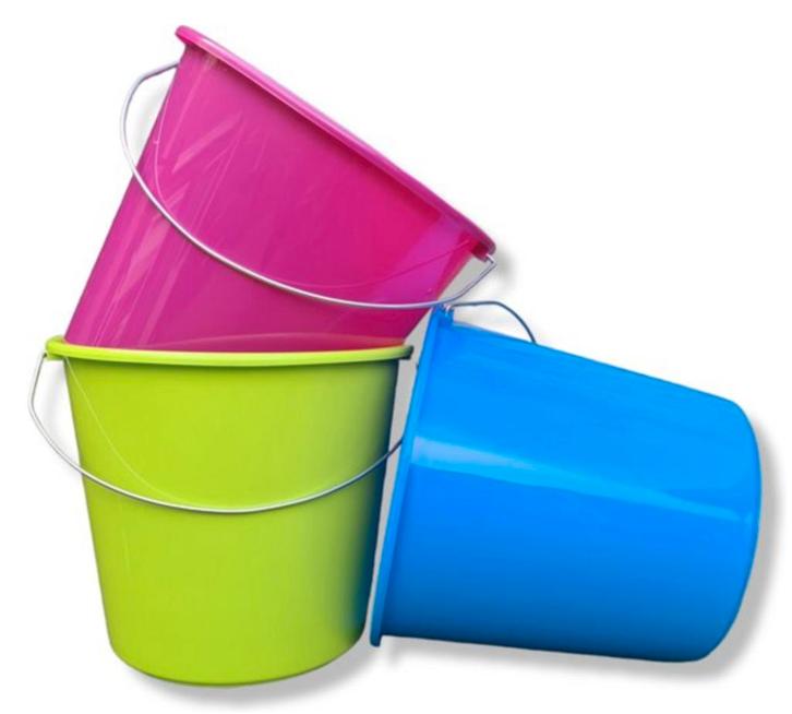 3 x Huishoudemmer - Emmer - 10 Liter - Lentekleuren, Huis en Inrichting, Emmers, Nieuw, Met handgreep, Kunststof, Ophalen of Verzenden
