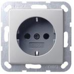 Gira Wandcontactdoos met randaarde 1V Edelstaal 0466600, Doe-het-zelf en Verbouw, Elektra en Kabels, Nieuw, Stopcontact