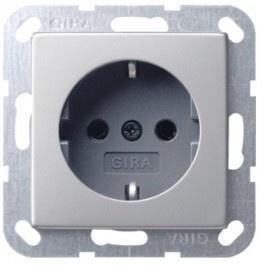 Gira Wandcontactdoos met randaarde 1V Edelstaal 0466600, Doe-het-zelf en Verbouw, Elektra en Kabels, Stopcontact, Nieuw