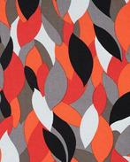 Viscose Twill Bladeren Rood/Oranje, Hobby en Vrije tijd, Stoffen en Lappen, Nieuw, Rood