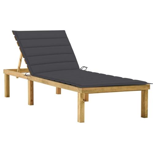 vidaXL Ligbed met antracietkleurig kussen geïmpregneerd, Tuin en Terras, Ligbedden, Nieuw, Verzenden