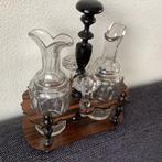 hout glas - Olie-en-azijnstelletje (zonder een kruidenpotje), Antiek en Kunst