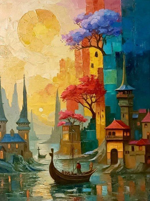 Lorenzo Valdieri (1980) - Venezia delle due lune, Antiek en Kunst, Kunst | Schilderijen | Klassiek