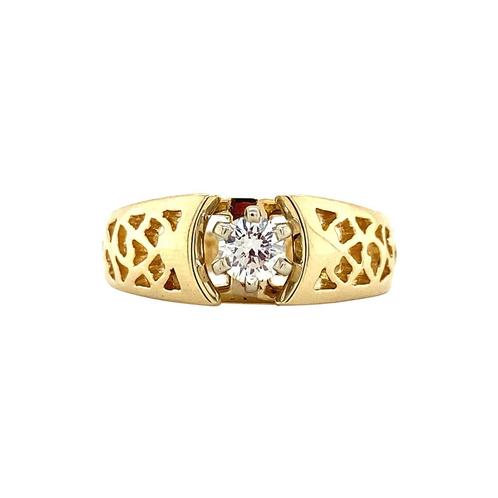 Gouden ring met diamant 14 krt, Sieraden, Tassen en Uiterlijk, Ringen, Dame, Wit, 17 tot 18, Zo goed als nieuw, Goud, Verzenden