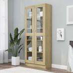 vidaXL Vitrinekast 82,5x30,5x185,5 cm bewerkt hout sonoma, Huis en Inrichting, Kasten | Boekenkasten, Verzenden, Nieuw, 50 tot 100 cm