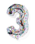 HEMA Folieballon cijfer 3 confetti XL, Verzenden, Nieuw