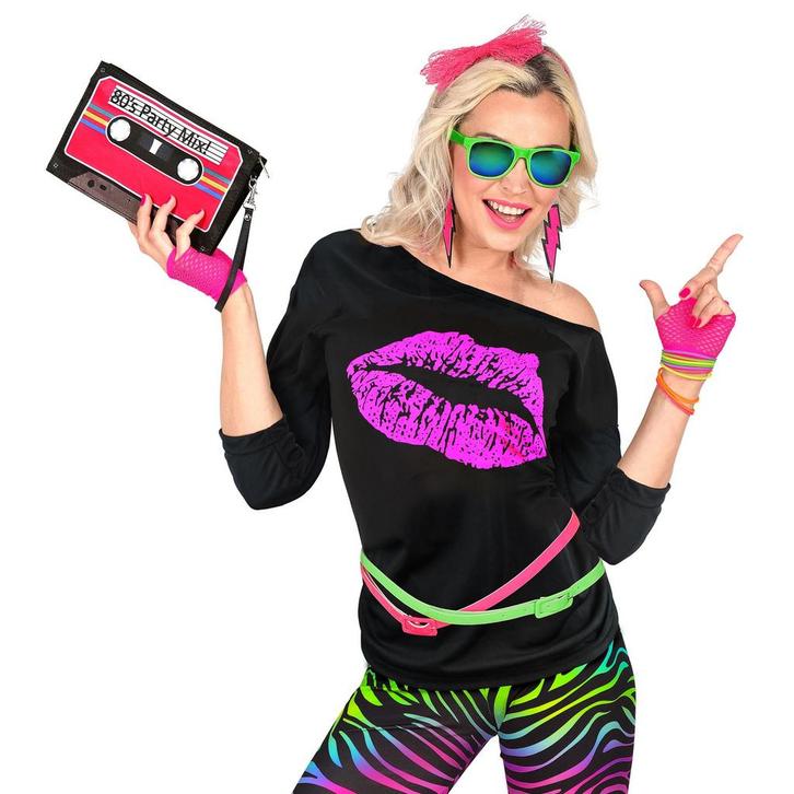 Neon 80S Shirt Dames, Hobby en Vrije tijd, Feestartikelen, Nieuw, Verzenden