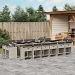 vidaXL 17-delige Tuinset met kussens poly rattan lichtgrijs, 6 zitplaatsen, Nieuw, Tuinset, Verzenden