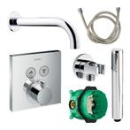 Badkraanset Hansgrohe Select Vierkant met Handdouche Chroom, Ophalen of Verzenden, Nieuw, Chroom, Kraan