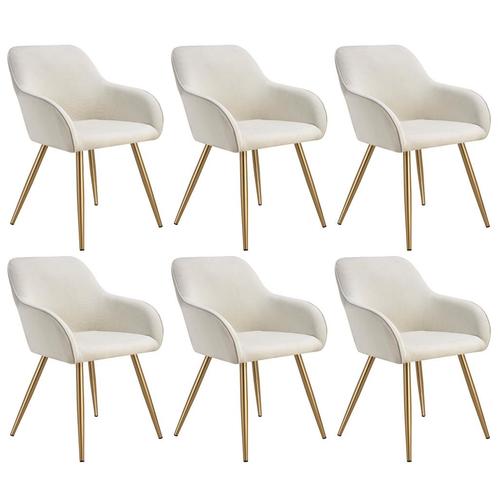 Eetkamerstoel Marilyn, koordlook, gestoffeerd - creme/goud,, Huis en Inrichting, Stoelen, Verzenden