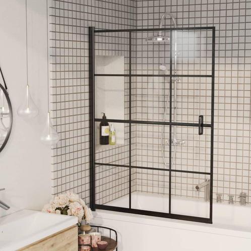 vidaXL Douchewand 100x140 cm ESG zwart, Doe-het-zelf en Verbouw, Sanitair, Nieuw, Verzenden